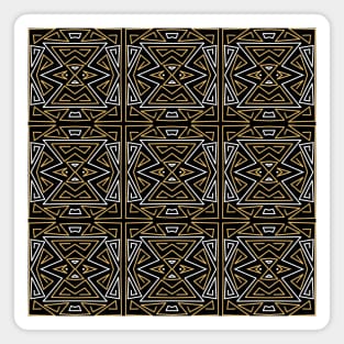 Zanzibar - Geometric Abstract Pattern in Black, Tan and White Magnet